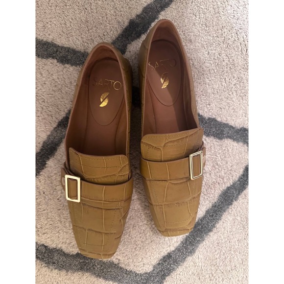 Sarto Forza by Franco Sarto Women's Beige Embossed Camel Leather Loafers Flat - Picture 1 of 5